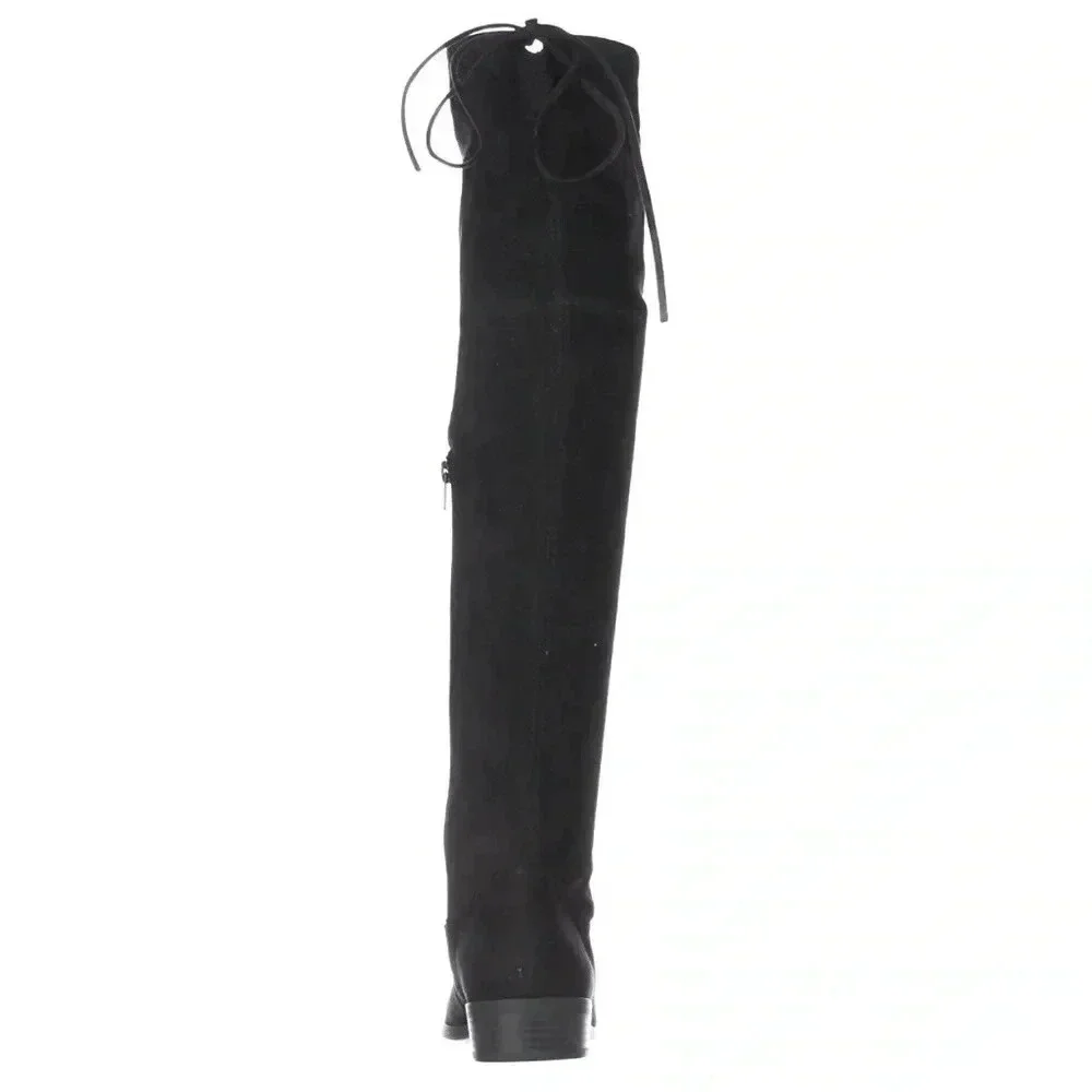 INC | Immanie Over-The-Knee Zippered Tie Slouchy Black Flat 7.5 Boots